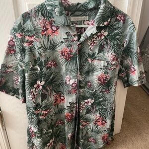 Outerknown Tropical Floral Shirt - Green and Pink